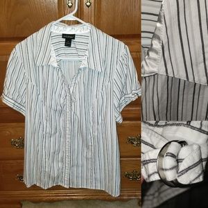 Lane Bryant Black & White Striped Blouse
